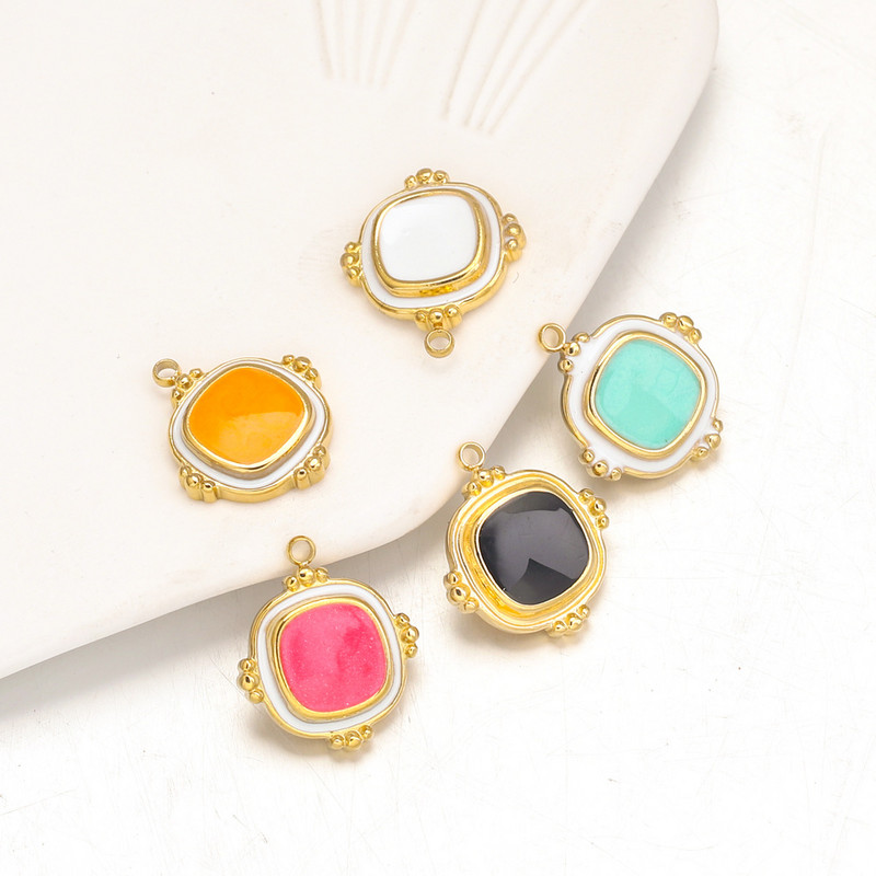 5 бр. Емайл от неръждаема стомана Прости висулки в европейски стил за жени Колие Златни бели талисмани Направи си сам обеци Находки за бижута