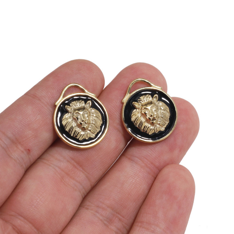 4 бр./лот емайлирани лъвови висулки от неръждаема стомана за жени Колие  злато Pvd черни талисмани Направи си сам бижута Находки на едро