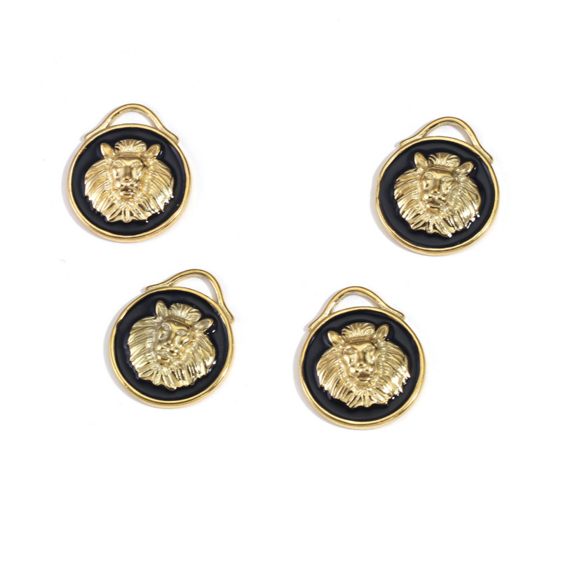 4 бр./лот емайлирани лъвови висулки от неръждаема стомана за жени Колие  злато Pvd черни талисмани Направи си сам бижута Находки на едро