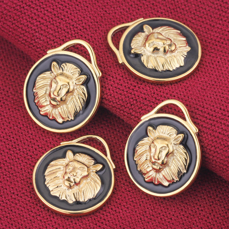 4 бр./лот емайлирани лъвови висулки от неръждаема стомана за жени Колие  злато Pvd черни талисмани Направи си сам бижута Находки на едро