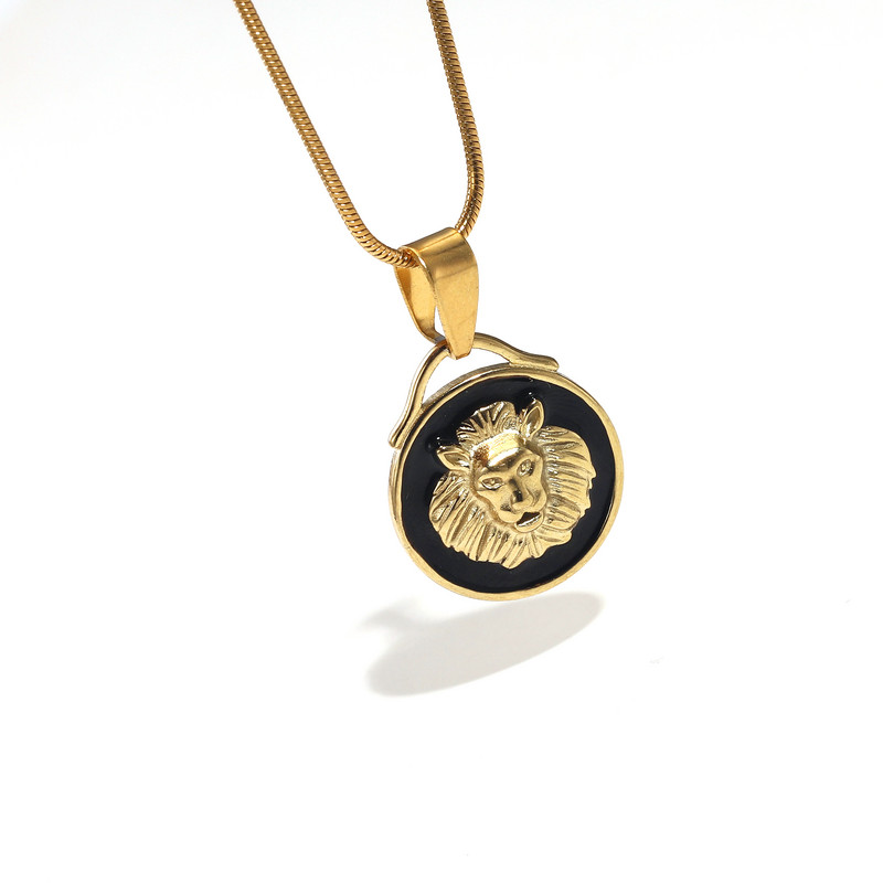 4 бр./лот емайлирани лъвови висулки от неръждаема стомана за жени Колие  злато Pvd черни талисмани Направи си сам бижута Находки на едро