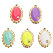 5 бр. Емайлирани цветя от неръждаема стомана Овални медали Талисмани за Направи си сам Обеци Колие Изработка на бижута Консумативи за висулки на едро