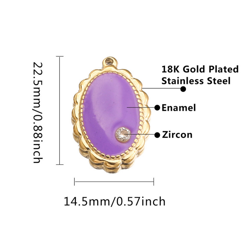 5 бр. Емайлирани цветя от неръждаема стомана Овални медали Талисмани за Направи си сам Обеци Колие Изработка на бижута Консумативи за висулки на едро