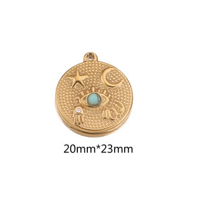 5db rozsdamentes acél bevonatú Gold Star Moon Starry Sky türkiz varázslatos medálok barkácscsatlakozókhoz lógó bokalánc nyaklánc készítés
