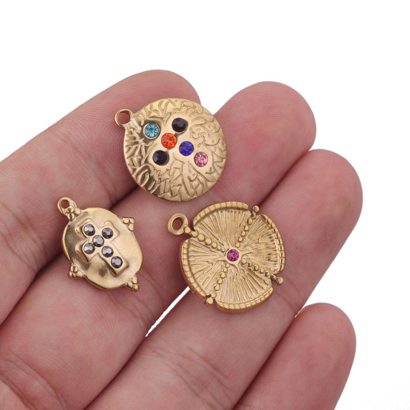 5 бр./лот от неръждаема стомана, злато, циркон, кристален кръст, талисмани, любовни висулки за двойки, направи си сам, колие, гривна, изработка на бижута на едро