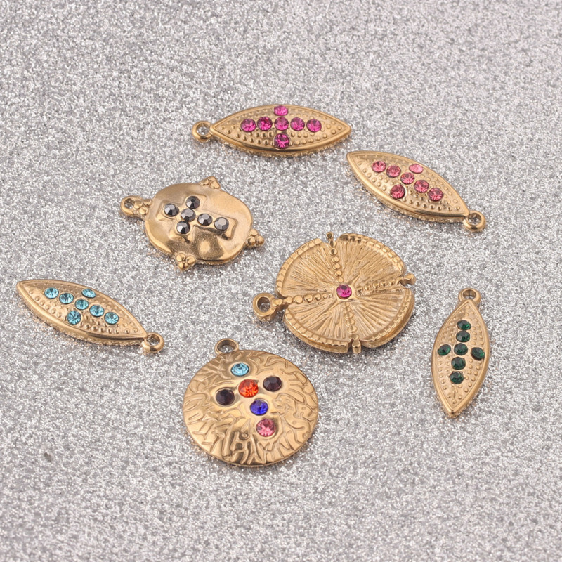 5 бр./лот от неръждаема стомана, злато, циркон, кристален кръст, талисмани, любовни висулки за двойки, направи си сам, колие, гривна, изработка на бижута на едро