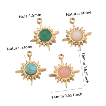 5 τμχ Ανοξείδωτο ατσάλι φυσική πέτρα Bohemian Sun Drop μενταγιόν για DIY Γυναικεία Κολιέ Κοσμήματα Κατασκευή Γούρι προμήθειες χονδρική