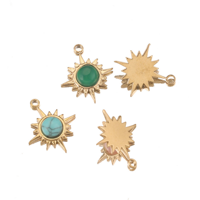 5 бр. Висулки от бохемско слънце от естествен камък от неръждаема стомана за Направи си сам Дамски колиета Изработка на бижута Чар Доставки на едро