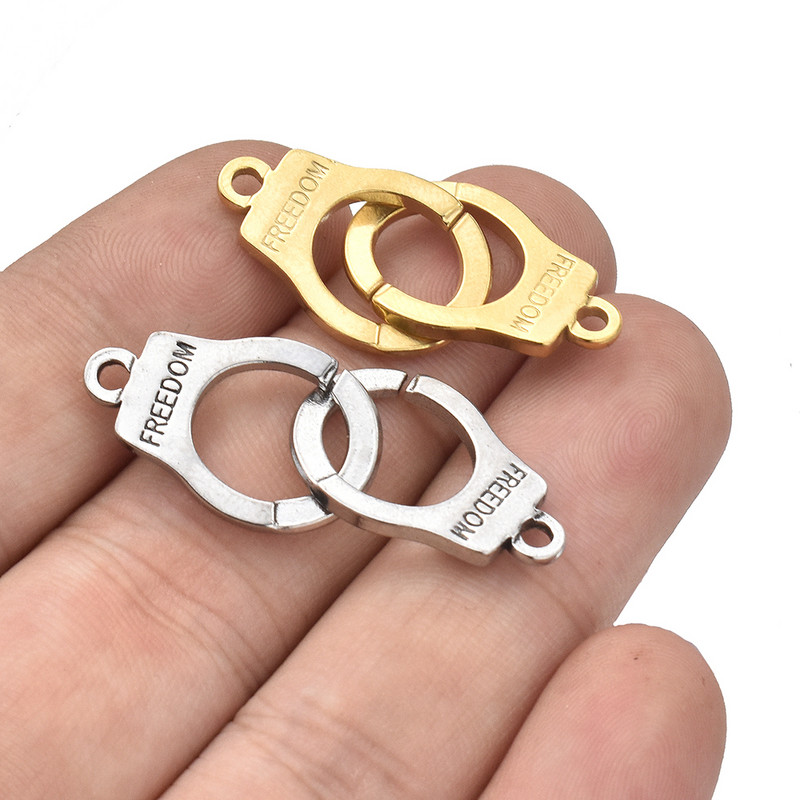 2db Charms bilincsek Freedom rozsdamentes acél Vintage arany készítés medál barkácsolás karkötő nyaklánc csatlakozók ékszer kellékek