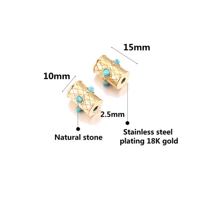 2бр. Очила от неръждаема стомана Мъниста от естествен камък Емайлирана тръба Разделител Evil Eye Bead за Направи си сам Жени Мъже Гривни Находки за бижута