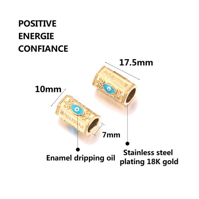 2бр. Очила от неръждаема стомана Мъниста от естествен камък Емайлирана тръба Разделител Evil Eye Bead за Направи си сам Жени Мъже Гривни Находки за бижута
