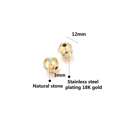 2бр. Очила от неръждаема стомана Мъниста от естествен камък Емайлирана тръба Разделител Evil Eye Bead за Направи си сам Жени Мъже Гривни Находки за бижута