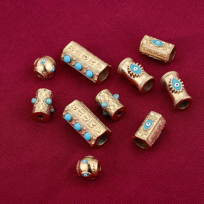 2бр. Очила от неръждаема стомана Мъниста от естествен камък Емайлирана тръба Разделител Evil Eye Bead за Направи си сам Жени Мъже Гривни Находки за бижута