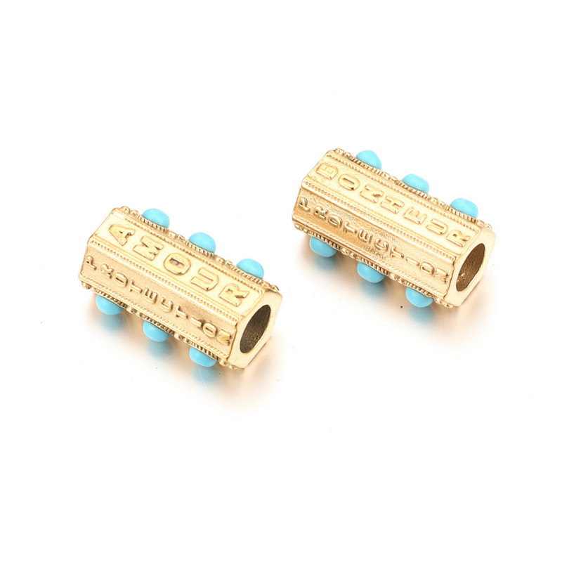 2бр. Очила от неръждаема стомана Мъниста от естествен камък Емайлирана тръба Разделител Evil Eye Bead за Направи си сам Жени Мъже Гривни Находки за бижута