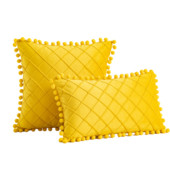 Inyahome Solid Colors Puha bársony párnahuzat Dekoratív párnahuzat Pompon Ball Kanapépárnákkal 45x45cm Decor Nappali