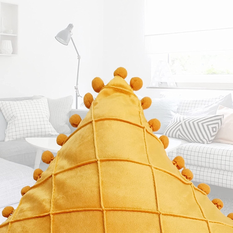 Inyahome Solid Colors Puha bársony párnahuzat Dekoratív párnahuzat Pompon Ball Kanapépárnákkal 45x45cm Decor Nappali