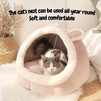 Four Seasons Плюшено легло за котки за домашни любимци Кръгла възглавница за котки Котешка къща Топла кошница за котки Спален чувал за домашни любимци Котешко гнездо Развъдник за малко куче Котка