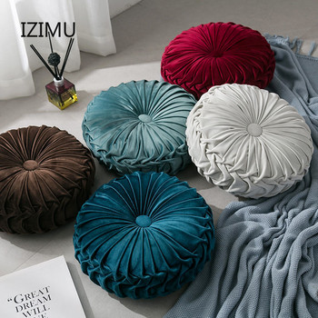 IZIMU Европейски стил Кръгла плътна червена сива синя розова бежова зелена възглавница за седалка Кадифена тъкан Възглавница за облегалка Диван Възглавница Легло Възглавница