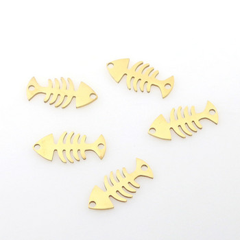 Aivlo 5τμχ/παρτίδα Ανοξείδωτα μενταγιόν Ψαροκόκαλο Γούρι για Κοσμήματα Κατασκευή Χρυσό Χρώμα Μενταγιόν Ψαροκόκαλο Γούρι Fish Bone