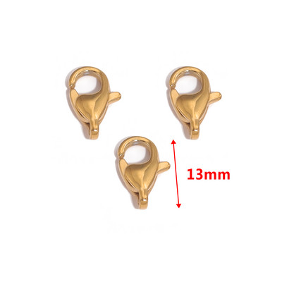 10 vnt. nerūdijančio plieno aukštos kokybės poliravimo padengtas 18K aukso omarų užsegimas kabliukų jungtis, skirta „pasidaryk pats“ papuošalų reikmenims