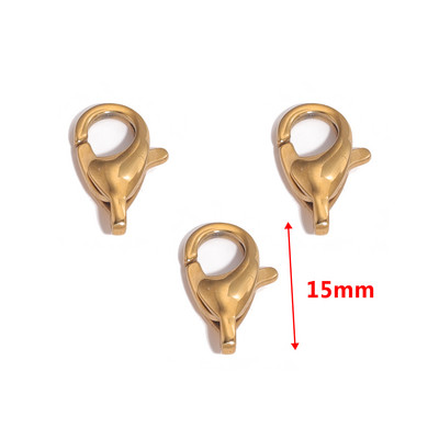 10 vnt. nerūdijančio plieno aukštos kokybės poliravimo padengtas 18K aukso omarų užsegimas kabliukų jungtis, skirta „pasidaryk pats“ papuošalų reikmenims