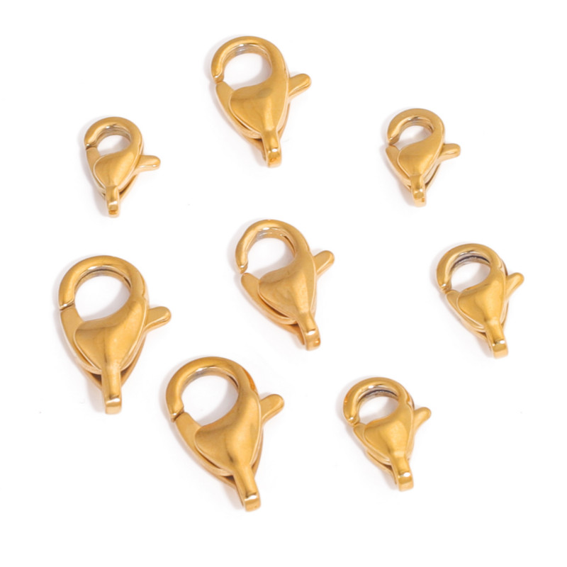 10 vnt. nerūdijančio plieno aukštos kokybės poliravimo padengtas 18K aukso omarų užsegimas kabliukų jungtis, skirta „pasidaryk pats“ papuošalų reikmenims