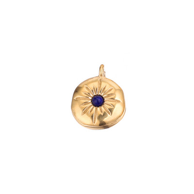 5db/tétel Arany rozsdamentes acél bevonatú arany Boho napvirág fülbevaló kerek Charms Dangles medálok barkács nyaklánc ékszerkészítéshez