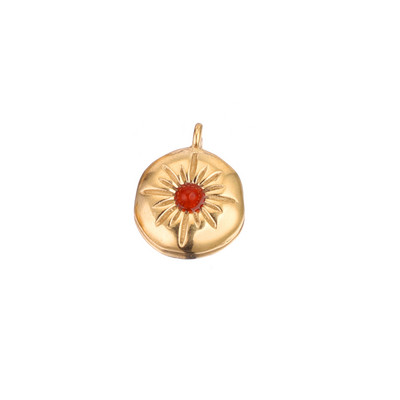 5db/tétel Arany rozsdamentes acél bevonatú arany Boho napvirág fülbevaló kerek Charms Dangles medálok barkács nyaklánc ékszerkészítéshez