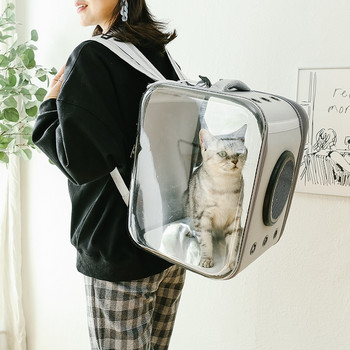 Домашна котка Чанта с голям капацитет Дишаща преносима чанта за носене Раница за пътуване на открито за коте куче Прозрачна космическа раница