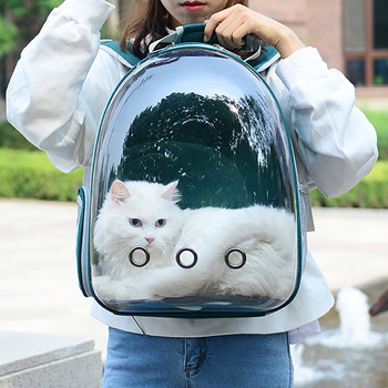 Чанта за котка Външна чанта за домашни любимци Раница за носене Дишаща преносима прозрачна чанта за пътуване за малки кучета Котки