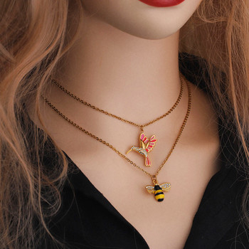 2 τμχ Γούρι από ανοξείδωτο ατσάλι από σμάλτο Bee Hummingbird για κοσμήματα κατασκευής χαριτωμένο σκουλαρίκι κρεμαστό βραχιόλι Βραχιόλι κολιέ Diy Craft Supplies
