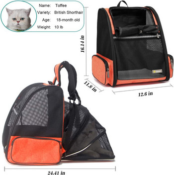 Επεκτάσιμο σακίδιο για κατοικίδια για σκύλους γάτες κουτάβι με αεριζόμενο αναπνεύσιμο πλέγμα Επεκτάσιμη τσάντα ταξιδιού πεζοπορίας σε εξωτερικό χώρο