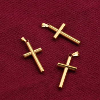 3 τμχ Ανοξείδωτο χρυσό κυλινδρικό σταυρό μενταγιόν για γυναίκες Ανδρικό κολιέ Κατασκευή σπόρους πεπονιού Πόρπη Σταυρός γούρι Ευρήματα