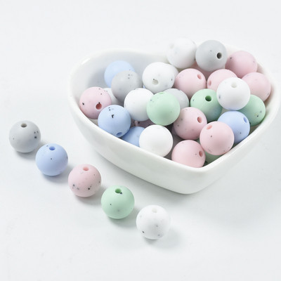 40 ΤΕΜ. 12mm Μάρμαρο Λευκό Ροζ Τρίφιμο Στρογγυλές Χάντρες σιλικόνης Πιπίλα DIY Αλυσίδα οδοντοφυΐας Μωρό μενταγιόν σιλικόνης Perle χωρίς BPA