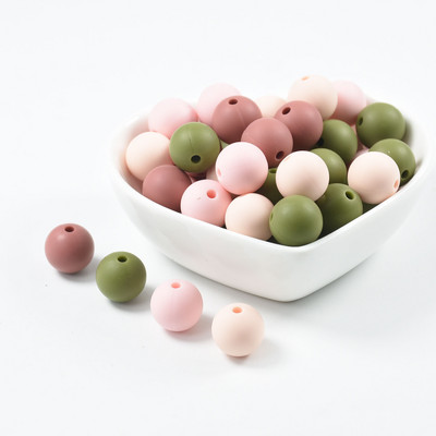 40 ΤΕΜ. 12mm Μάρμαρο Λευκό Ροζ Τρίφιμο Στρογγυλές Χάντρες σιλικόνης Πιπίλα DIY Αλυσίδα οδοντοφυΐας Μωρό μενταγιόν σιλικόνης Perle χωρίς BPA