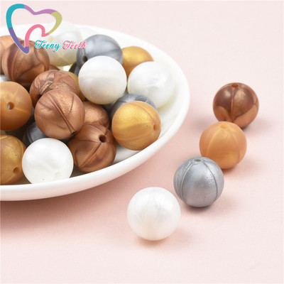 40 ΤΕΜ. 12mm Μάρμαρο Λευκό Ροζ Τρίφιμο Στρογγυλές Χάντρες σιλικόνης Πιπίλα DIY Αλυσίδα οδοντοφυΐας Μωρό μενταγιόν σιλικόνης Perle χωρίς BPA