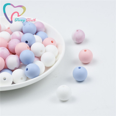 40 ΤΕΜ. 12mm Μάρμαρο Λευκό Ροζ Τρίφιμο Στρογγυλές Χάντρες σιλικόνης Πιπίλα DIY Αλυσίδα οδοντοφυΐας Μωρό μενταγιόν σιλικόνης Perle χωρίς BPA