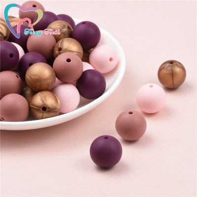 40 ΤΕΜ. 12mm Μάρμαρο Λευκό Ροζ Τρίφιμο Στρογγυλές Χάντρες σιλικόνης Πιπίλα DIY Αλυσίδα οδοντοφυΐας Μωρό μενταγιόν σιλικόνης Perle χωρίς BPA