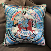 Πολυτελής επώνυμη σχεδίαση Clown Horse Silk Throw Μαξιλάρι μόδας Μαξιλαροθήκη Κάλυμμα καναπέ Καρέκλα αυτοκινήτου Μαξιλάρι πλάτης οσφυϊκού μαξιλαριού