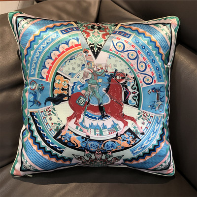 Πολυτελής επώνυμη σχεδίαση Clown Horse Silk Throw Μαξιλάρι μόδας Μαξιλαροθήκη Κάλυμμα καναπέ Καρέκλα αυτοκινήτου Μαξιλάρι πλάτης οσφυϊκού μαξιλαριού