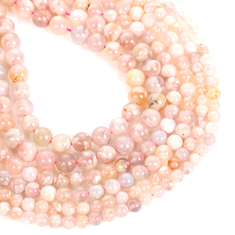 Χάντρες από φυσική πέτρα από άνθη κερασιάς Sakura Agate Στρογγυλές χάντρες για κοσμήματα κατασκευής κεντημάτων DIY βραχιόλι 4 6 8 10 12 mm