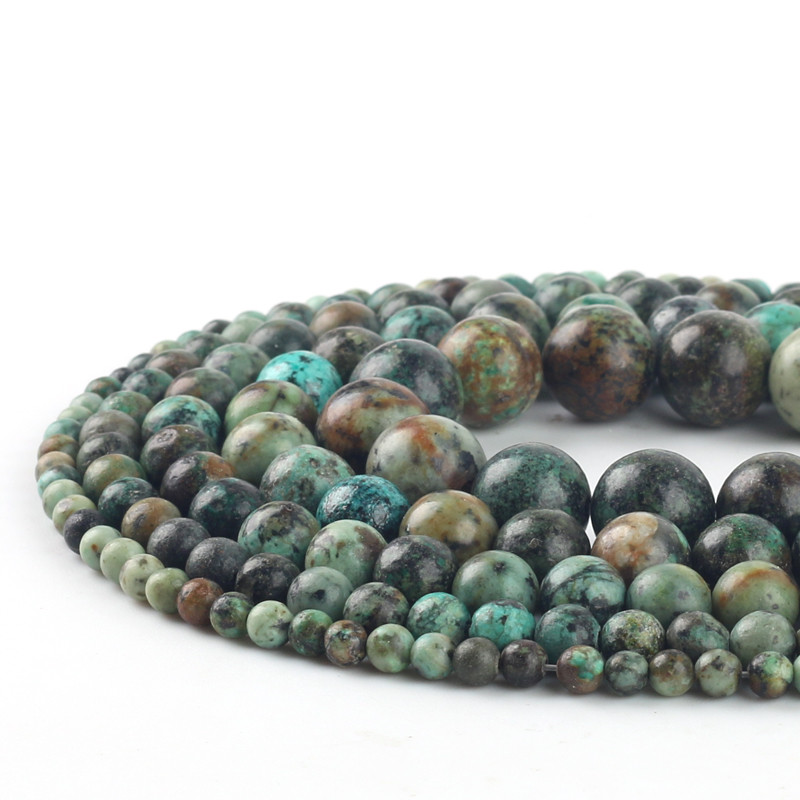 Φυσικές Στρογγυλές Αφρικανικές Τυρκουάζ Πέτρες Χάντρες 4-12 mm Γνήσιες Χαλαρές Πράσινες Χάντρες Τυρκουάζ για Κατασκευή κοσμημάτων Βραχιόλι DIY