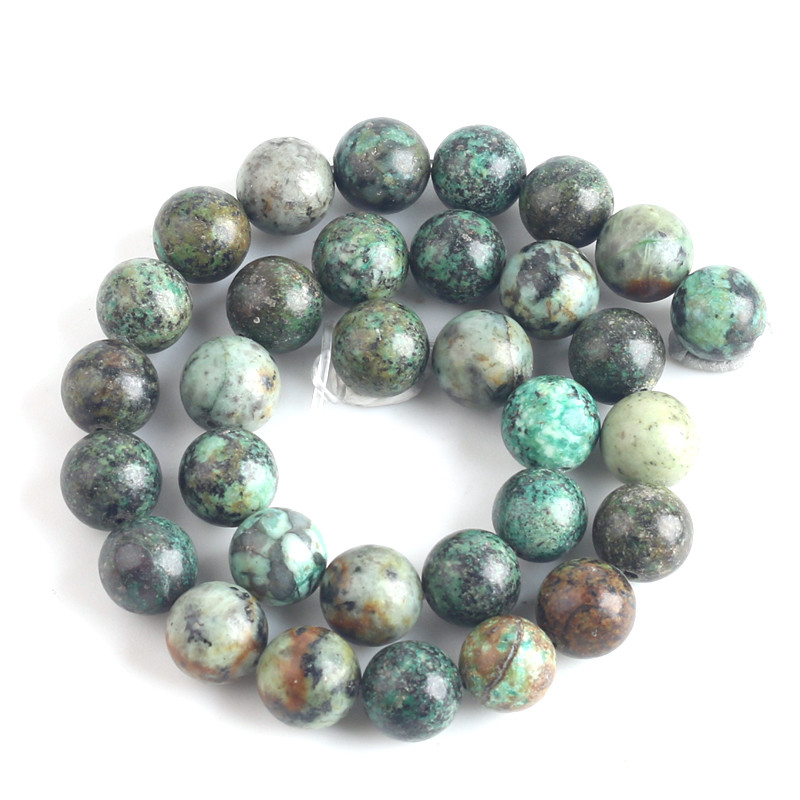 Φυσικές Στρογγυλές Αφρικανικές Τυρκουάζ Πέτρες Χάντρες 4-12 mm Γνήσιες Χαλαρές Πράσινες Χάντρες Τυρκουάζ για Κατασκευή κοσμημάτων Βραχιόλι DIY