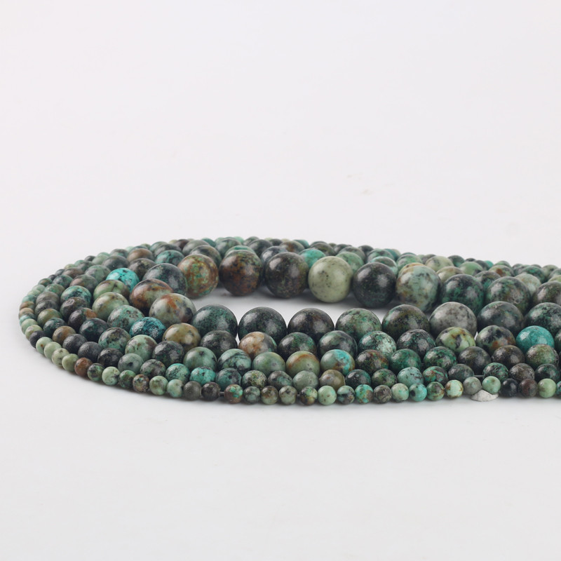 Φυσικές Στρογγυλές Αφρικανικές Τυρκουάζ Πέτρες Χάντρες 4-12 mm Γνήσιες Χαλαρές Πράσινες Χάντρες Τυρκουάζ για Κατασκευή κοσμημάτων Βραχιόλι DIY