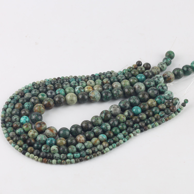 Φυσικές Στρογγυλές Αφρικανικές Τυρκουάζ Πέτρες Χάντρες 4-12 mm Γνήσιες Χαλαρές Πράσινες Χάντρες Τυρκουάζ για Κατασκευή κοσμημάτων Βραχιόλι DIY