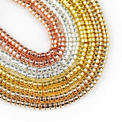 Rožinio aukso spalvos plokščias apvalus hematitas, 3x2 mm, 185 vnt.