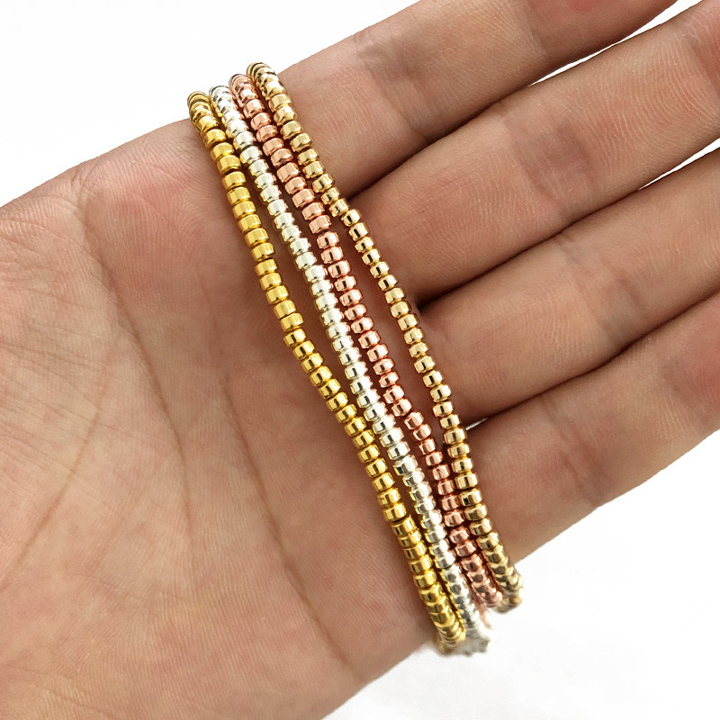 Ροζ χρυσό Χρώμα Επίπεδος Στρογγυλός Αιματίτης 3X2mm 185τμχ Κύλινδρος Αποστάτες Φυσικής Πέτρας Χαλαρές Χάντρες για Κατασκευή κοσμημάτων Βραχιόλια Diy