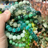 Piatră naturală Cristal verde Jade Jaspe Agate Distanțiere Mărgele rotunde libere pentru realizarea de bijuterii Accesorii DIY Vânzare cu ridicata 15"