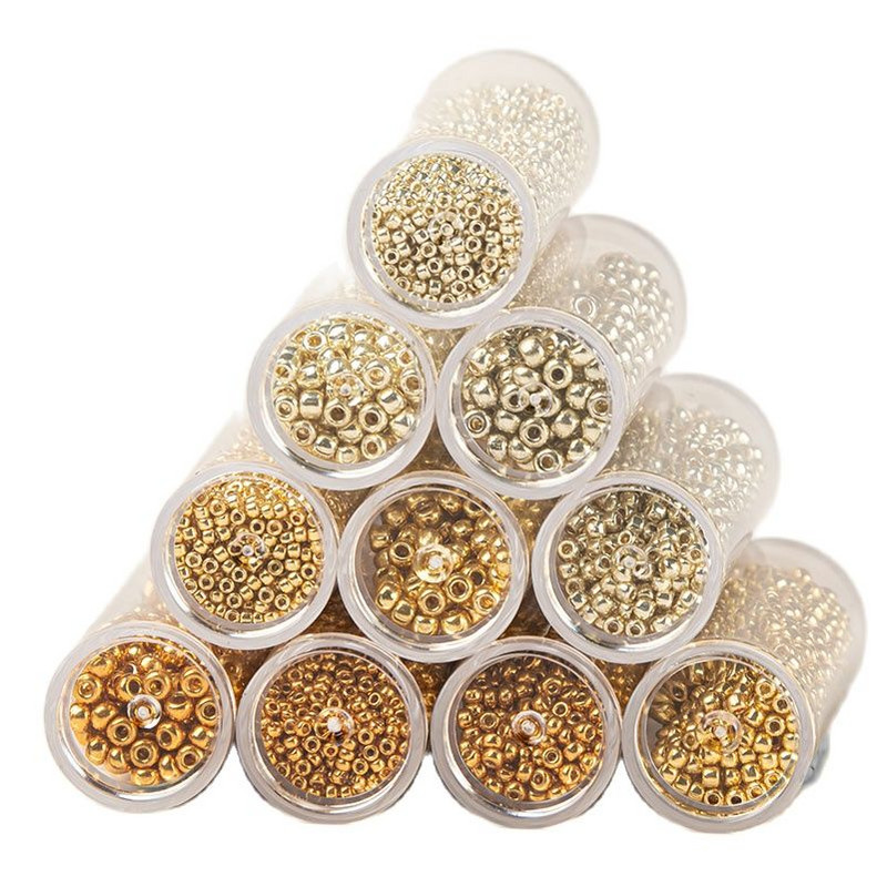 Taidian Original Toho/Miyuki Beads Gold Silver 15/0 11/0 8/0 Round Glass Seedbeads for Indigenous Beadwork 10Grams/Tube