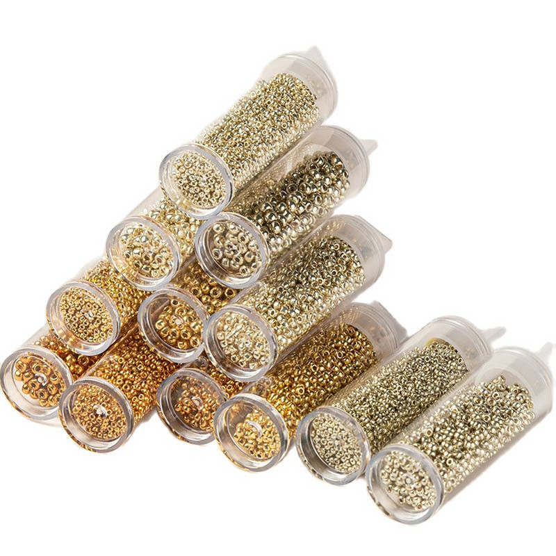 Taidian Original Toho/Miyuki Beads Gold Silver 15/0 11/0 8/0 Round Glass Seedbeads for Indigenous Beadwork 10Grams/Tube
